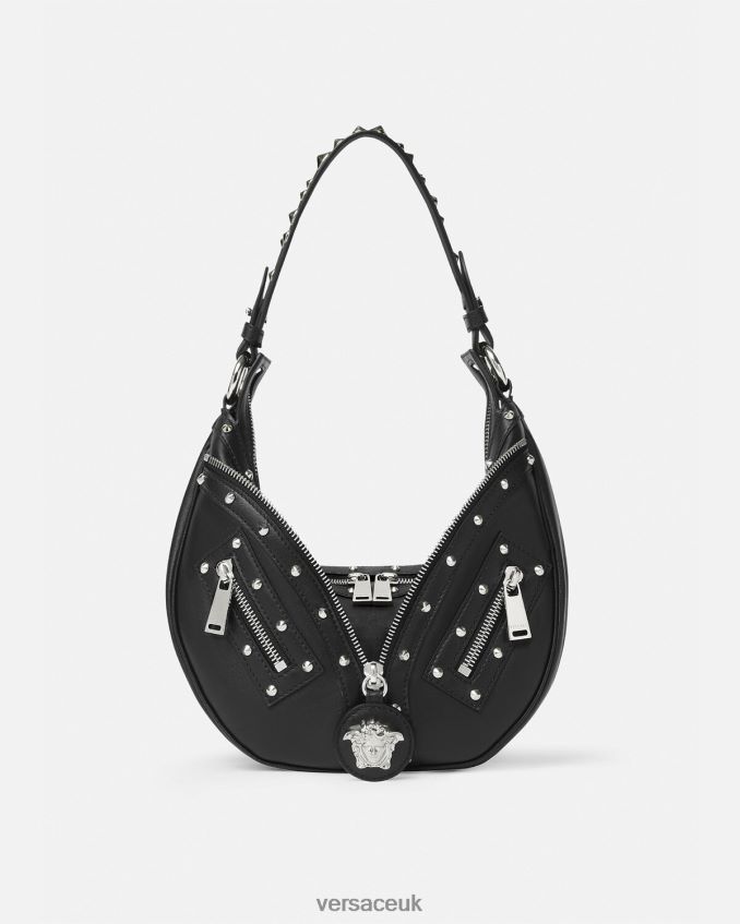 Women Versace Repeat Small Hobo Bag 6D2D06283 Black Bags
