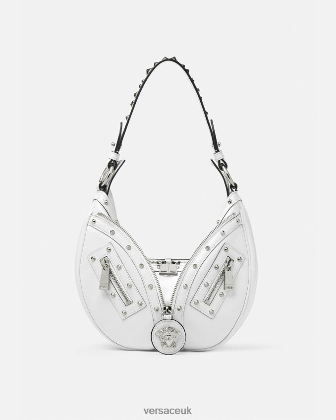 Women Versace Repeat Small Hobo Bag 6D2D06284 White Bags