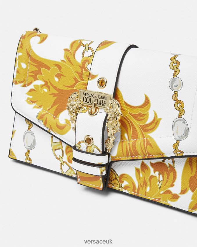 Women Versace Chain Couture Couture1 Shoulder Bag 6D2D062359 Gold & White Bags