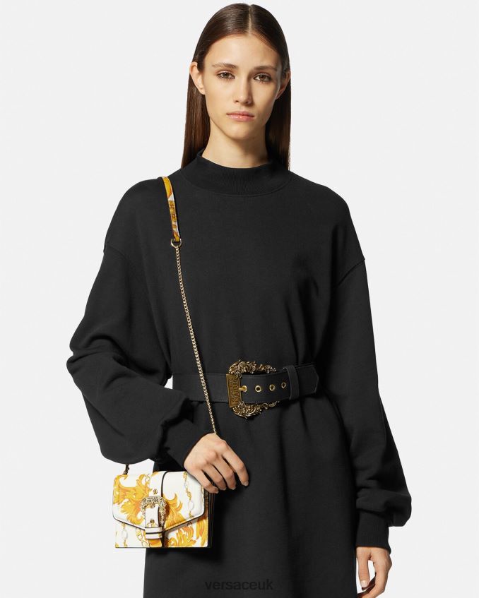 Women Versace Chain Couture Couture1 Shoulder Bag 6D2D062359 Gold & White Bags