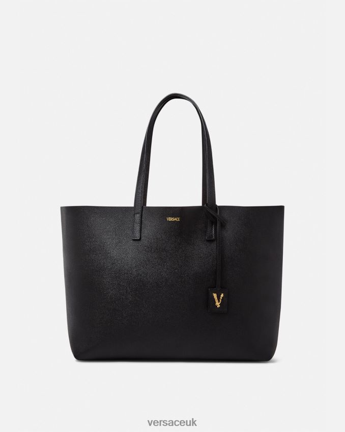 Women Versace Virtus Tote Bag 6D2D06379 Black Bags