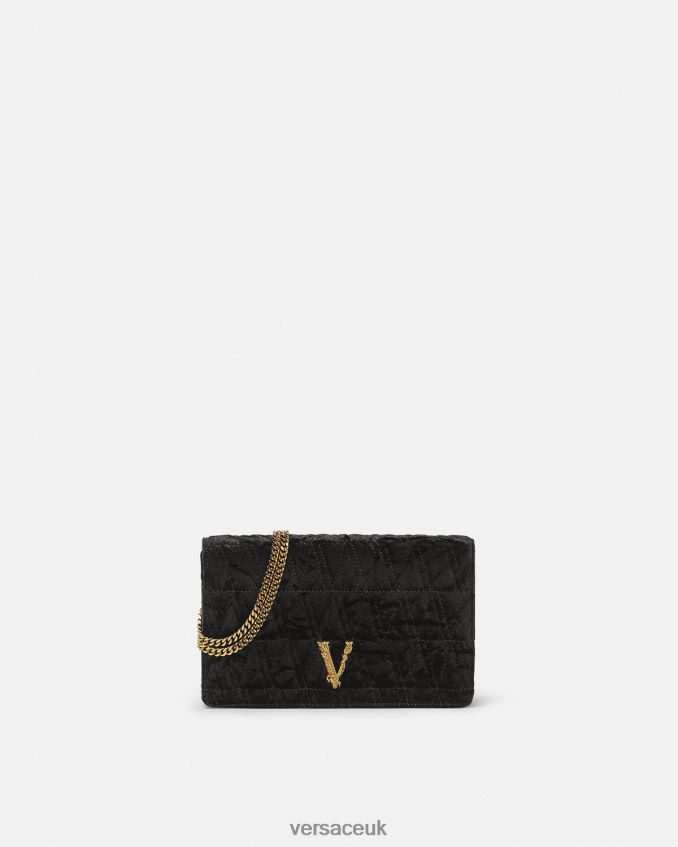 Women Versace Velvet Virtus Clutch 6D2D06378 Black Bags