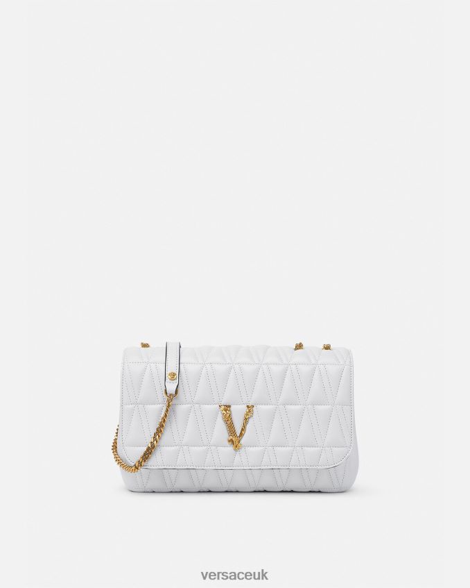 Women Versace Virtus Shoulder Bag 6D2D06366 White Bags