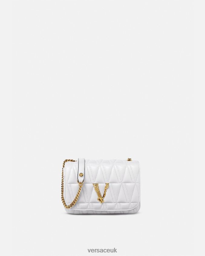 Women Versace Virtus Small Shoulder Bag 6D2D06368 White Bags