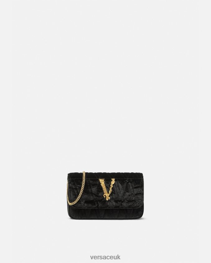 Women Versace Virtus Velvet Mini Bag 6D2D06377 Black Bags