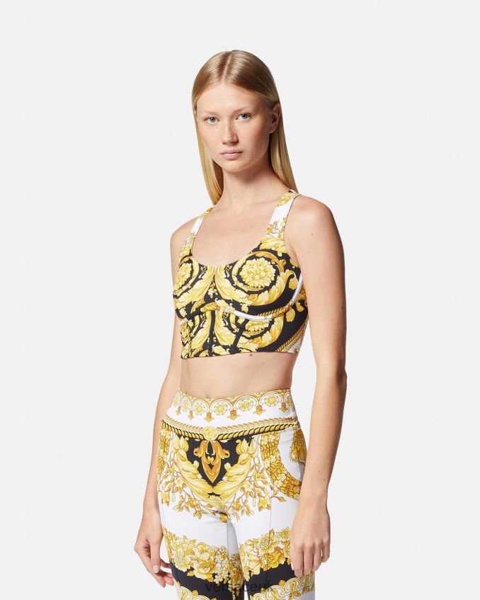 Women Versace Barocco Gym Sports Bra 6D2D06229 Print Clothing