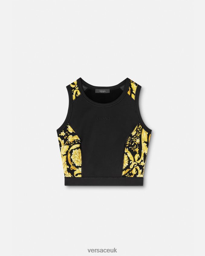 Women Versace Barocco Gym Sports Bra 6D2D06232 Black Clothing