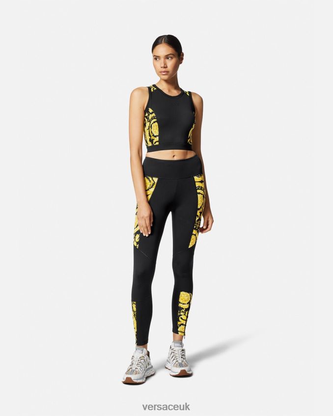 Women Versace Barocco Gym Sports Bra 6D2D06232 Black Clothing
