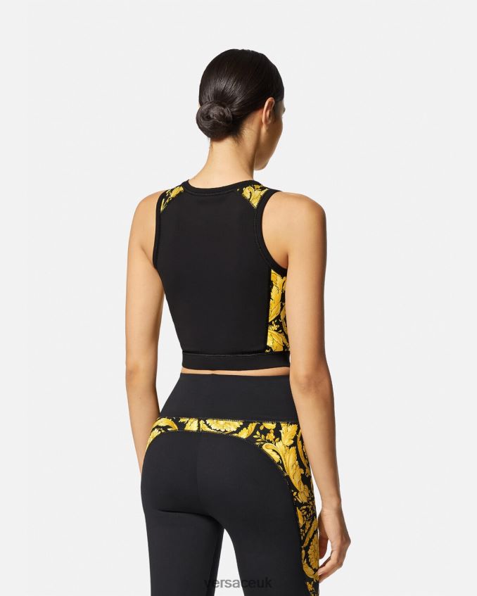 Women Versace Barocco Gym Sports Bra 6D2D06232 Black Clothing