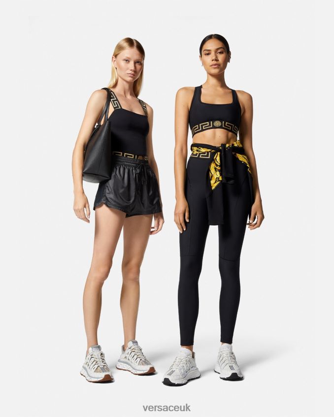 Women Versace Greca Border Gym Tank Top 6D2D06236 Black Clothing
