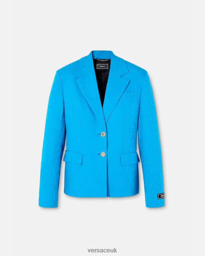Women Versace Allover Jacquard Blazer 6D2D06106 Blue Clothing