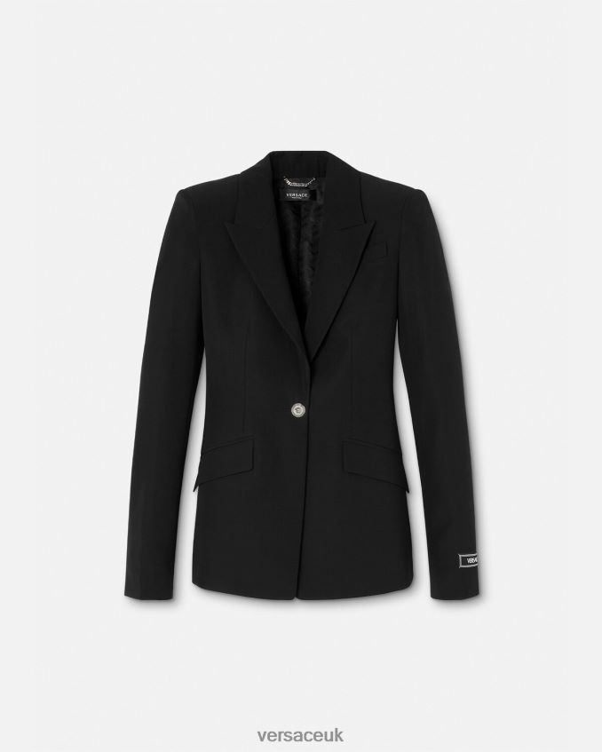 Women Versace Medusa Single-Breasted Blazer 6D2D06110 Black Clothing