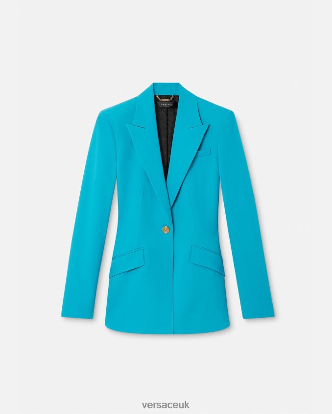 Women Versace Medusa Single-Breasted Blazer 6D2D06117 Light Blue Clothing