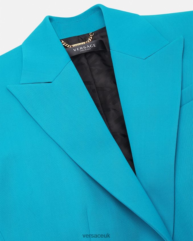 Women Versace Medusa Single-Breasted Blazer 6D2D06117 Light Blue Clothing