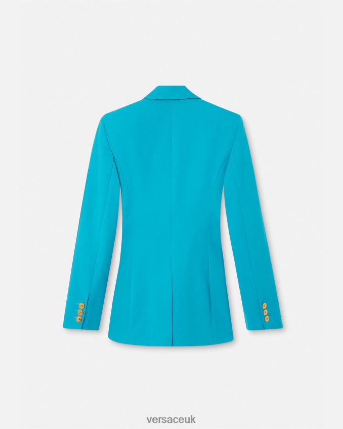 Women Versace Medusa Single-Breasted Blazer 6D2D06117 Light Blue Clothing