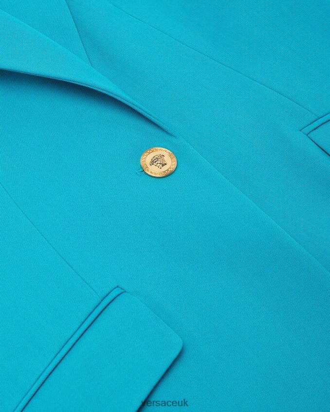 Women Versace Medusa Single-Breasted Blazer 6D2D06117 Light Blue Clothing