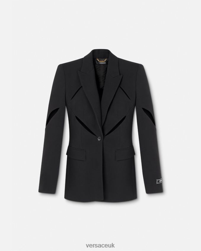 Women Versace Slashed Single-Breasted Blazer 6D2D06111 Black Clothing