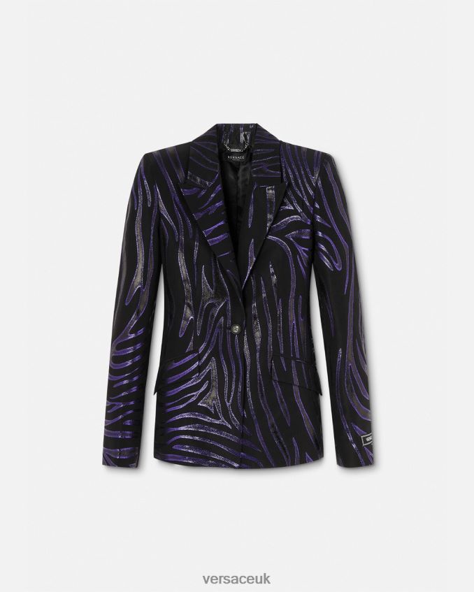 Women Versace Zebra Single-Breasted Blazer 6D2D06114 Print & Violet Clothing