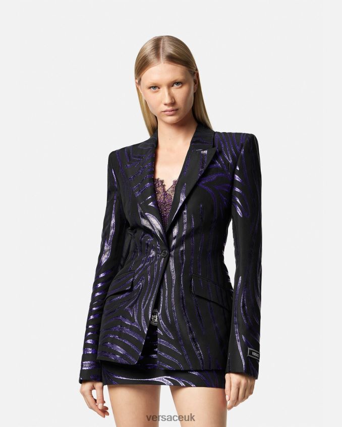 Women Versace Zebra Single-Breasted Blazer 6D2D06114 Print & Violet Clothing