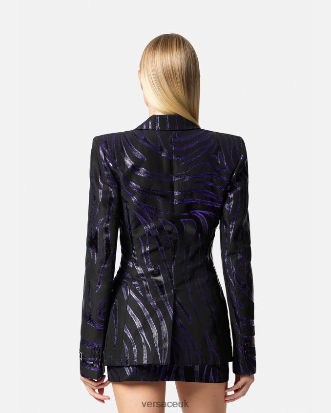 Women Versace Zebra Single-Breasted Blazer 6D2D06114 Print & Violet Clothing