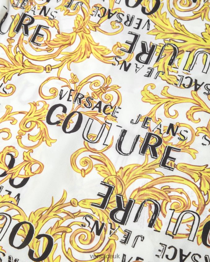 Women Versace Logo Couture One-Shoulder Top 6D2D062205 Gold & White Clothing