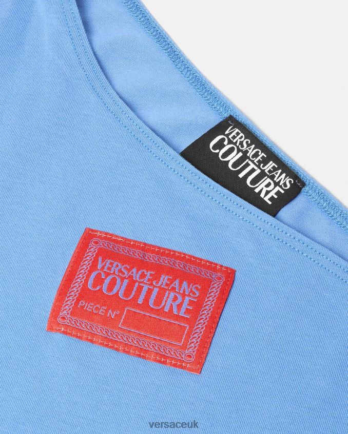 Women Versace Piece Number One-Sleeved Top 6D2D062213 Light Blue Clothing