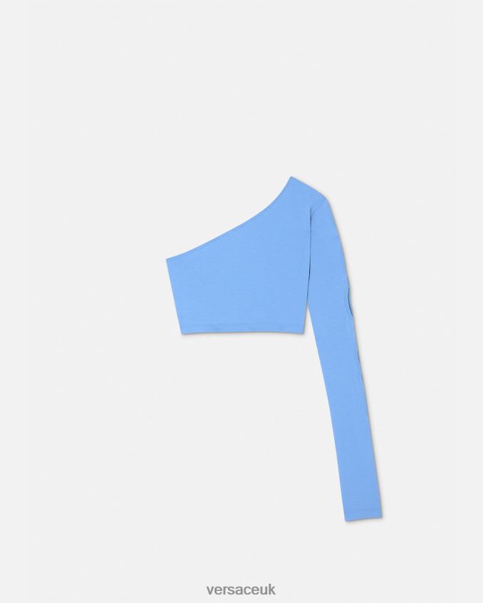 Women Versace Piece Number One-Sleeved Top 6D2D062213 Light Blue Clothing
