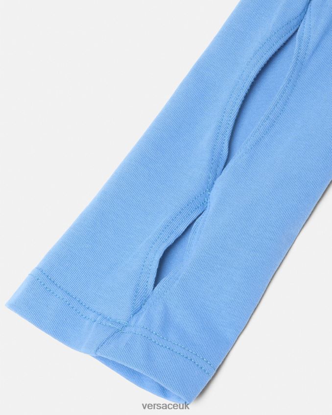 Women Versace Piece Number One-Sleeved Top 6D2D062213 Light Blue Clothing