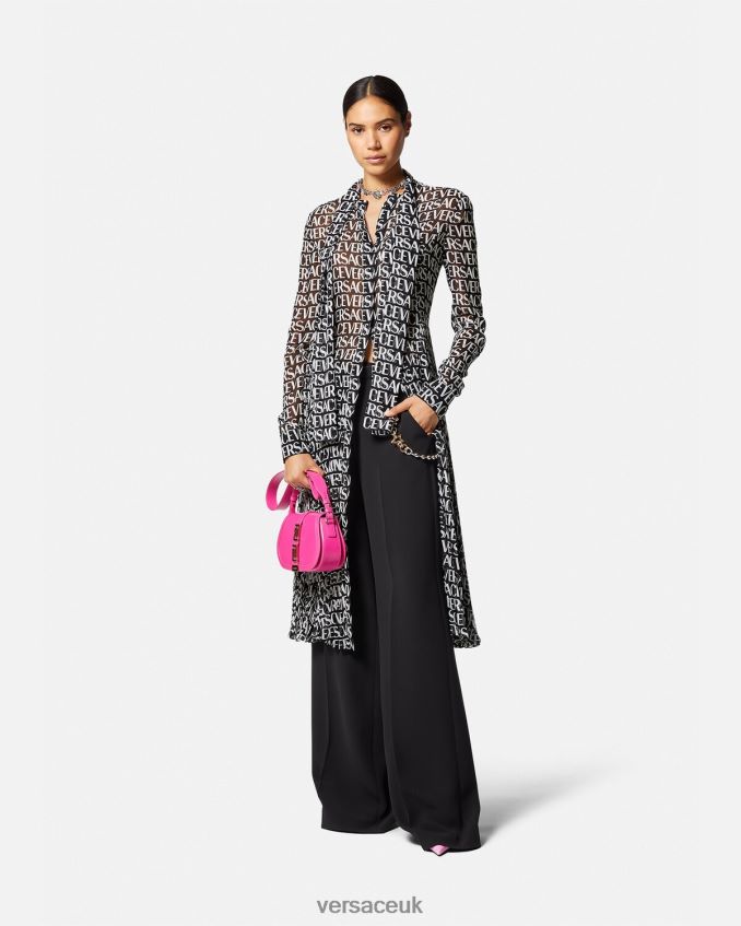 Women Versace Allover Midi Shirt Dress 6D2D0655 Black & Print Clothing
