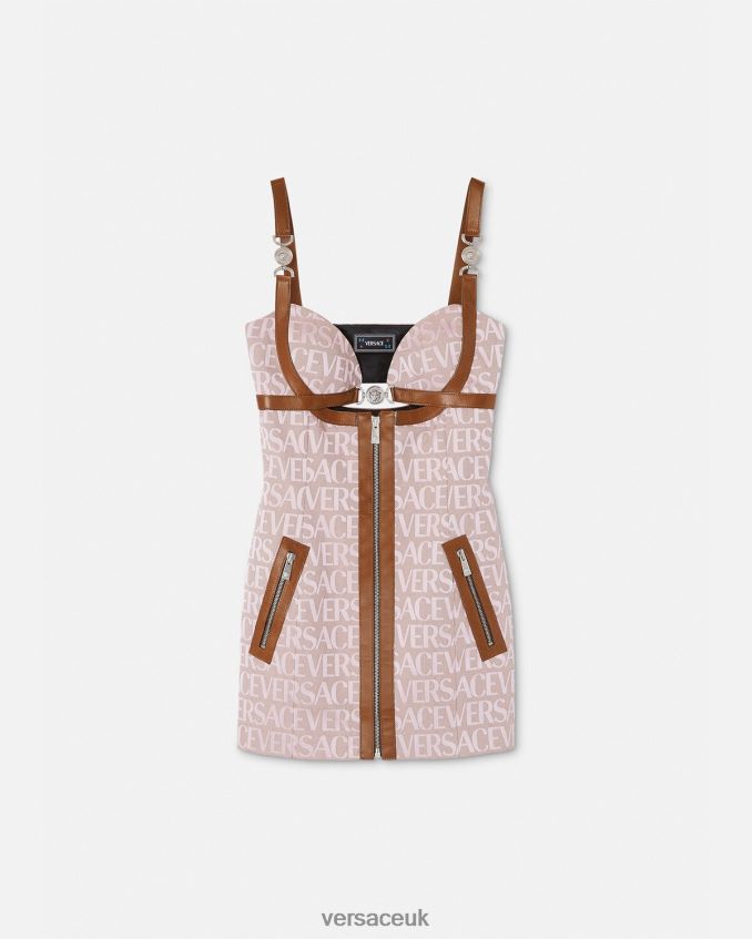 Women Versace Allover Mini Dress 6D2D0627 Pink & Print Clothing