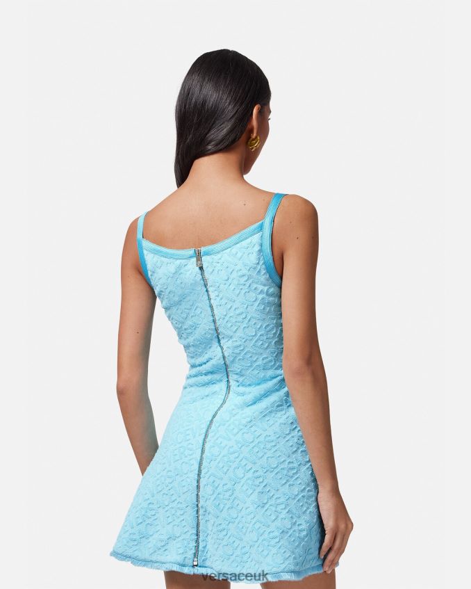 Women Versace Allover Towel Mini Dress 6D2D0610 Light Blue Clothing