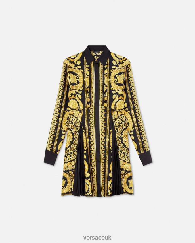 Women Versace Barocco Silk Midi Shirt Dress 6D2D0634 Print Clothing