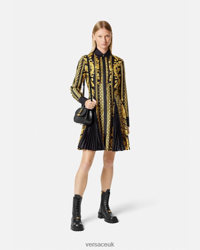 Women Versace Barocco Silk Midi Shirt Dress 6D2D0634 Print Clothing