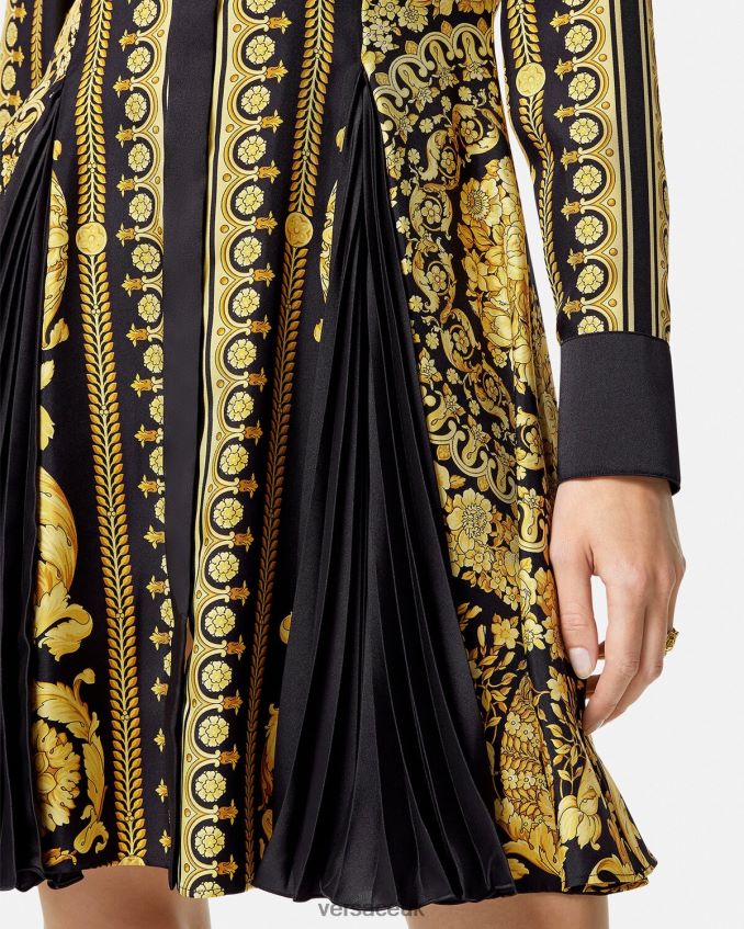 Women Versace Barocco Silk Midi Shirt Dress 6D2D0634 Print Clothing