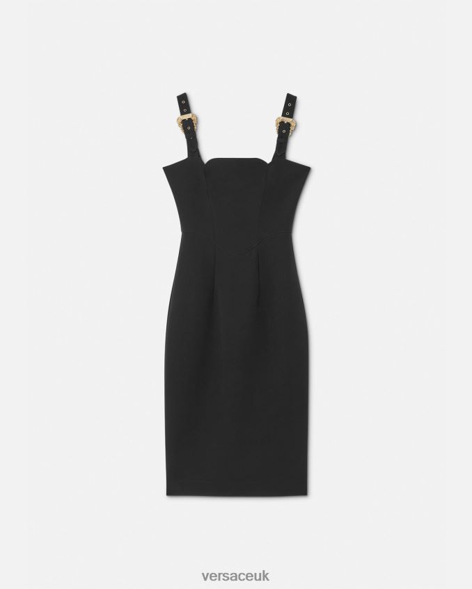 Women Versace Baroque Buckle Midi Dress 6D2D062142 Black Clothing