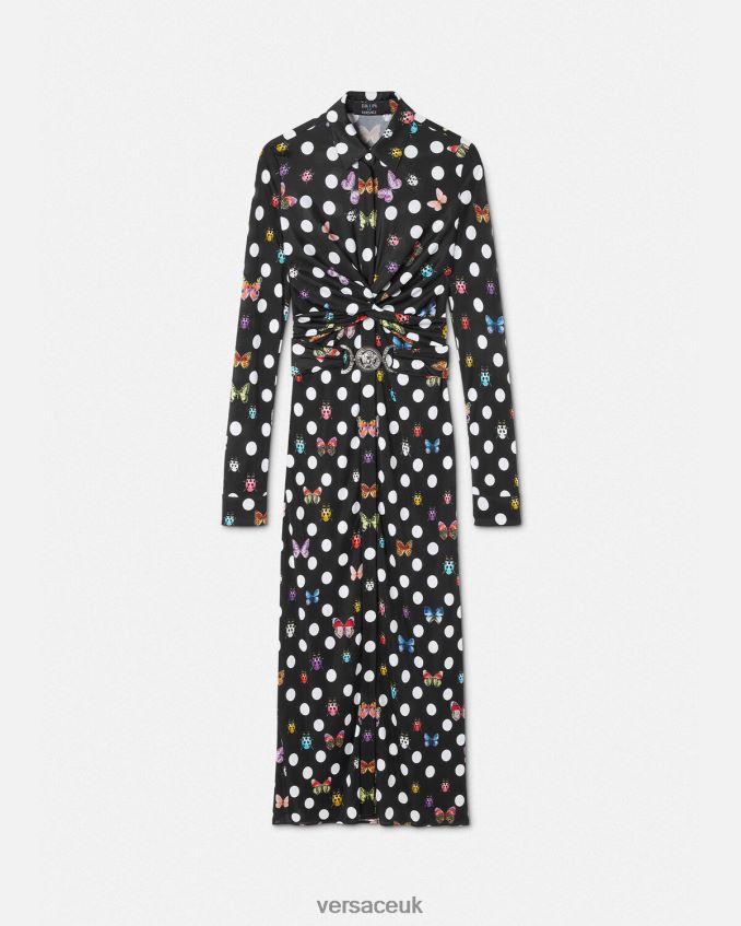 Women Versace Butterflies Medusa '95 Shirt Midi Dress 6D2D064 Print Clothing