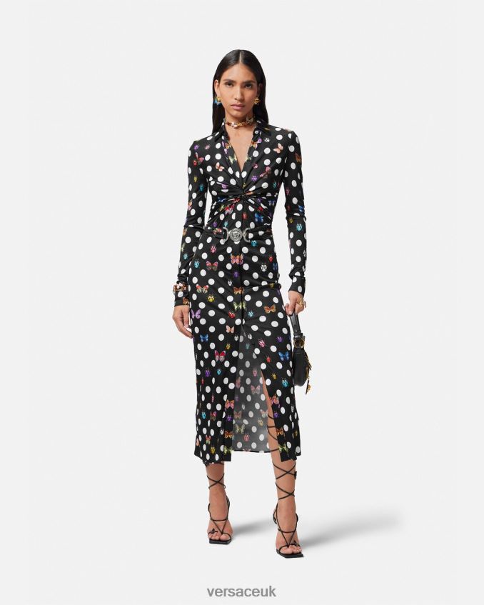 Women Versace Butterflies Medusa \'95 Shirt Midi Dress 6D2D064 Print Clothing