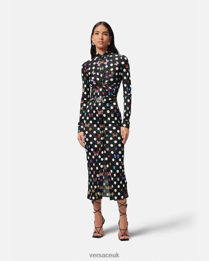 Women Versace Butterflies Medusa \'95 Shirt Midi Dress 6D2D064 Print Clothing