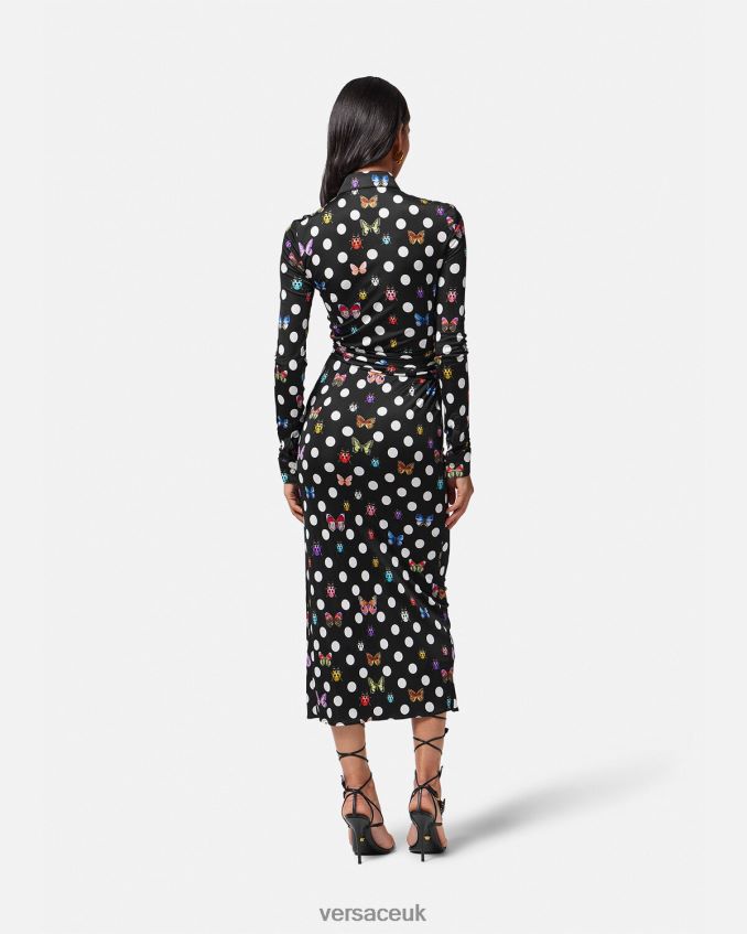 Women Versace Butterflies Medusa \'95 Shirt Midi Dress 6D2D064 Print Clothing