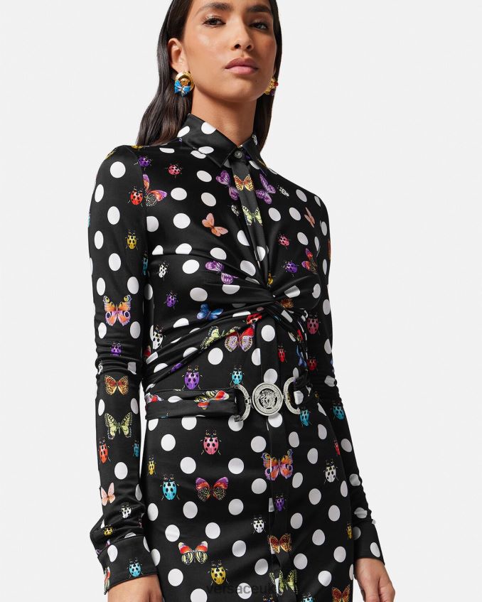 Women Versace Butterflies Medusa \'95 Shirt Midi Dress 6D2D064 Print Clothing