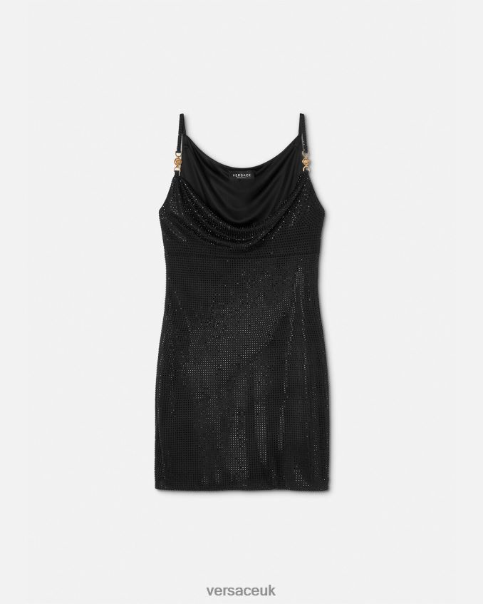 Women Versace Crystal Medusa '95 Mini Dress 6D2D0631 Black Clothing