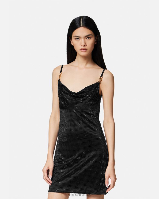 Women Versace Crystal Medusa \'95 Mini Dress 6D2D0631 Black Clothing