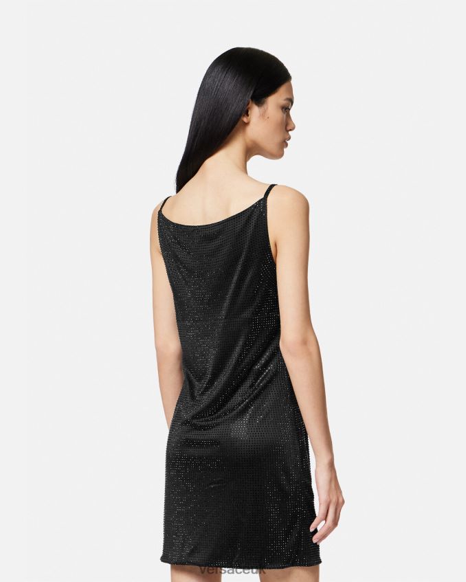 Women Versace Crystal Medusa \'95 Mini Dress 6D2D0631 Black Clothing
