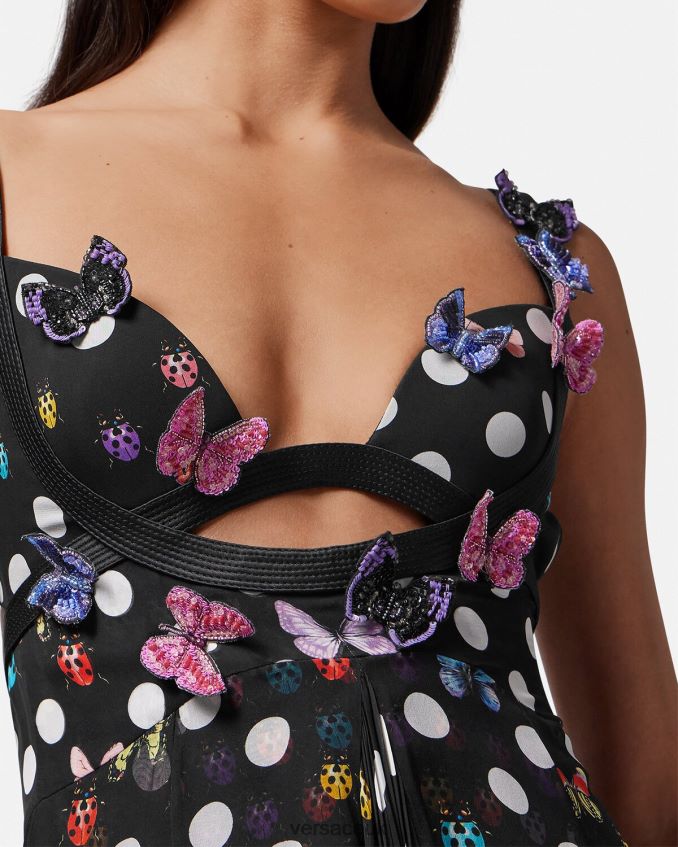 Women Versace Embroidered Butterflies Gown 6D2D061 One Color Clothing