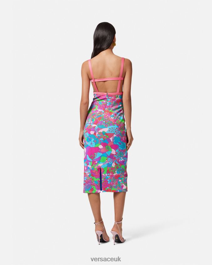 Women Versace Floral Summer Cutout Midi Dress 6D2D0613 Print Clothing