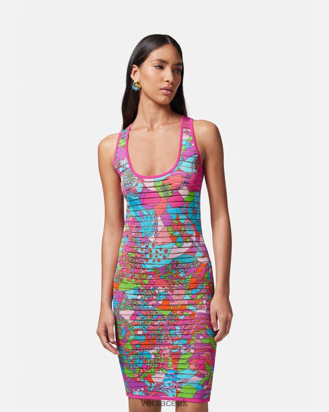 Women Versace Floral Summer Knit Midi Dress 6D2D0612 Print Clothing
