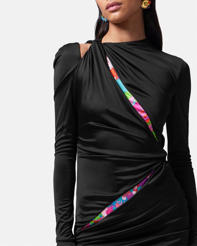 Women Versace Floral Summer Knotted Mini Dress 6D2D0622 One Color Clothing