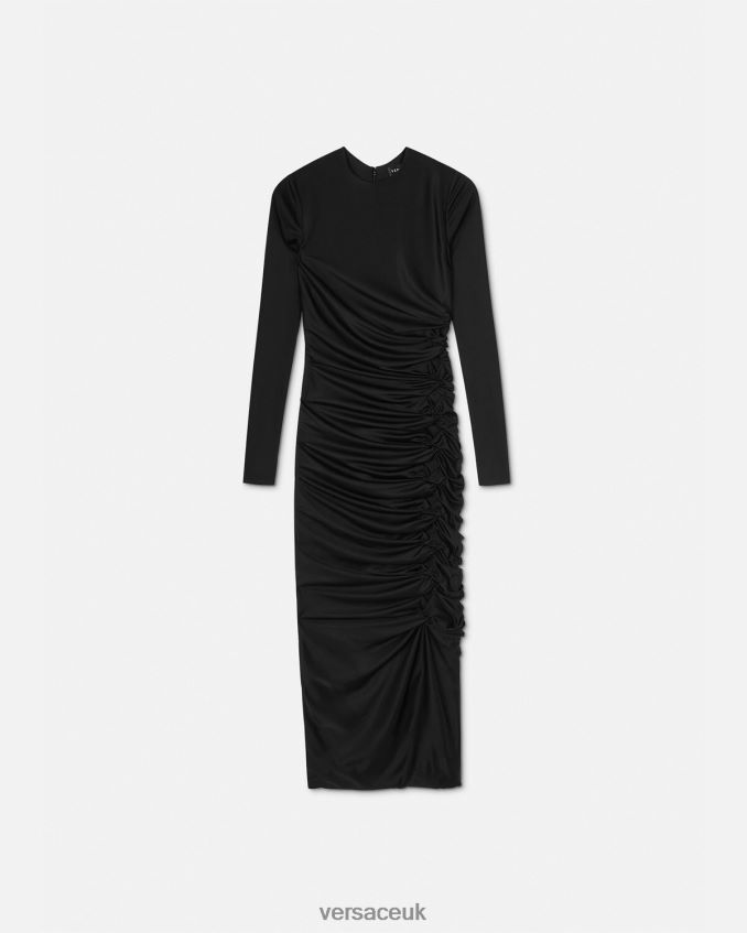 Women Versace Knotted Midi Dress 6D2D0623 Black Clothing
