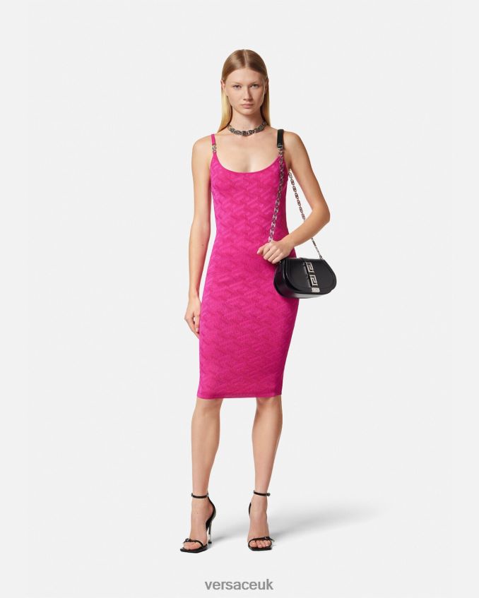 Women Versace La Greca Medusa \'95 Midi Dress 6D2D0630 Fuchsia Clothing