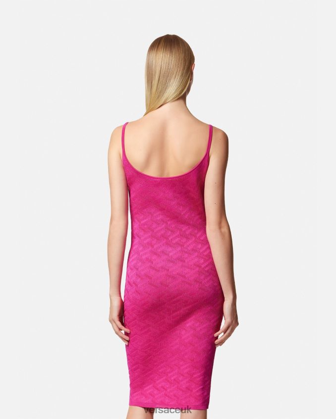 Women Versace La Greca Medusa \'95 Midi Dress 6D2D0630 Fuchsia Clothing